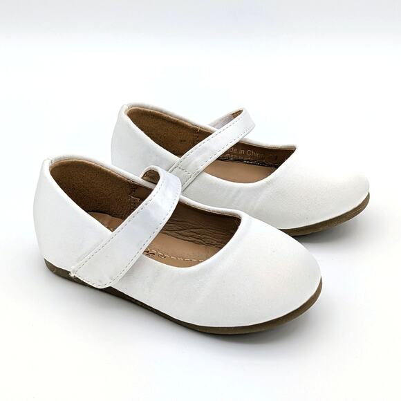 Merence Mary Jane Shoes EU 21 Toddler White Satin Flower Girl Ballet Dress Shoes - Picture 1 of 9